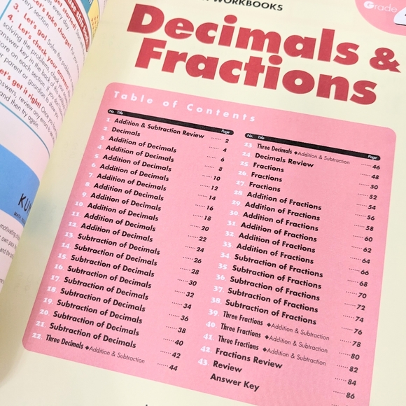 Kumon Focus on Decimals & Fractions- Grade 4 New - Picture 4 of 5